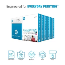 HP Printer Paper - Copy & Print, 8.5" x 11", 2,400 Sheets, 6 Pack, White