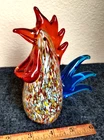 Vintage Colorful Murano Style Blown Art Glass Rooster Chicken Figurine Speckled