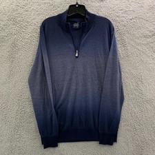 RAFFI Sweater Mens Size Large Pullover 1/4 Zip Merino Wool Acrylic Blue