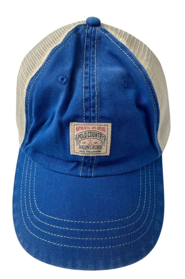 Nuevo Polo Country Ralph Lauren Azul Sarga Camionero Sombrero Malla Algodón Gorra de Pelota Foto 2 de 4