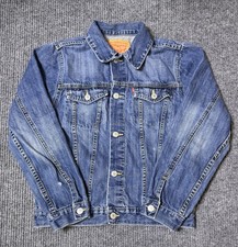Levis Denim Jacket Youth Large 12-13 Button Front Trucker Medium Wash Blue