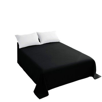 Queen Flat Black Top , Premium Hotel 1-Piece, Luxury and Soft 1500 Thread Cou...