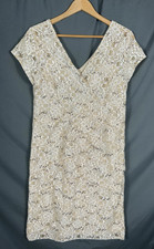 Scarlett Womens Champagne Sequin Lace Ruffle Dress Natural Event Party Wedding