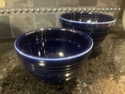 2  1980’s Fiestaware Cobalt Blue 5” & 4” Nesting  Mixing Bowls
