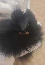Black Faux Fur Squirrel Keychain Bag Charm Fluffy Tail w/ Bow Tie