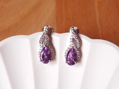 Rose de Morocco und natürliche Zirkon Flamme 925 Sterling Silber Ohrhänger