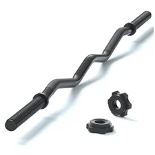 47" EZ Curl Bar Weight Lifting Bar, 1-inch Curling Bars for Weight Black
