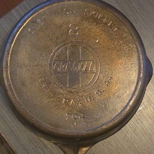 Griswold Cast Iron Skillet No. 8 Erie PA USA 704 Heavy Duty Vintage Cookware