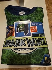 Jurassic World Pajama Set Boys Size 4 5 Green Blue 2 Pieces Dinosaur Long Sleeve