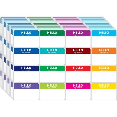 400 Pcs Name Tags Colorful Sticker-16 Colors (3''X2'') ''Hello My Name Is'' Peel & S