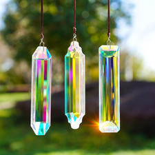 3 Pc Sun Catcher Crystal Prism Glass Brightly Colored RAINBOW Window Porch Patio