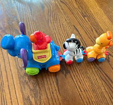 Fisher-Price Amazing Animals Elephant Pull Toy Train Set w/ Zebra Giraffe