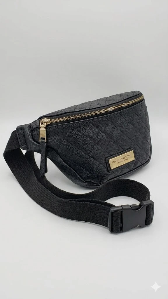 Marc New York Andrew Marc Quilted Black Fanny Pack / Bum Bag – Sleek & Stylish