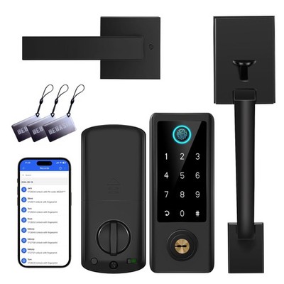 Fingerprint Door Lock with Handle Sets, BEBASIA Keyless Entry Door Lock, Blue...