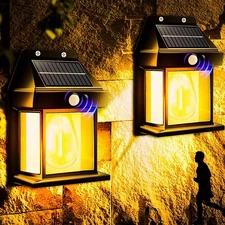 LED Solar Wall Light PIR Motion Sensor Outdoor Lantern Garage Door Security Lamp