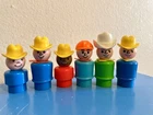 Vintage Fisher Price Little People Lot Hats Cowboys Construction