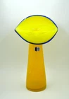 Stunning Large Blenko Glass Ripple Vase - Design #6418 - Citrine/Blue Trim 2022