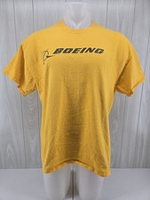 DISTRESSED VTG Boeing T-Shirt Mens XL Yellow Spellout Logo