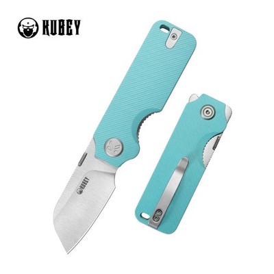 KUB407B Kubey Boxer Folding Knife Sheepsfoot Blade 14C28N Linerlock Blue G10 Han