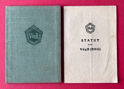 GDR membership book + statute 1952 VdgB farmers aid with contribution stamps (177592