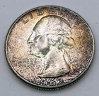 1962 D Washington Quarter 90% Silver Toned Toning Colorful Denver Mint