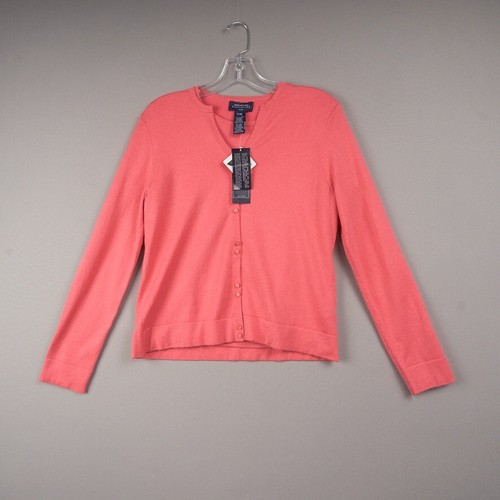JONES NEW YORK Sweater Set Womens PM Cardigan Shell Twin Set Coral Silk Cashmere - Picture 2 of 19