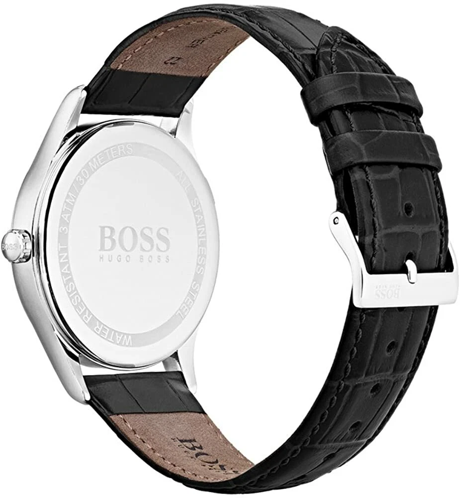 Manifold Tilskyndelse møde Hugo Boss Governor Black Leather Strap Blue Dial Men's Watch 1513553 | eBay