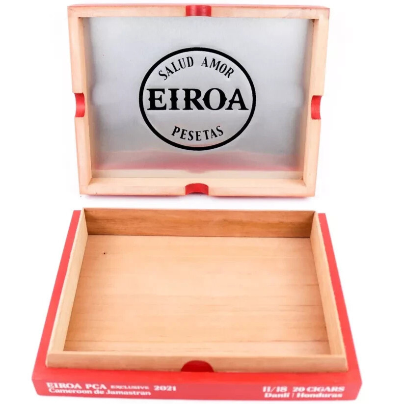 Eiroa 2021 Cameroon de Jamastran 11/18 Wooden Cigar Box 9.5" x 7.5" x 2.25"