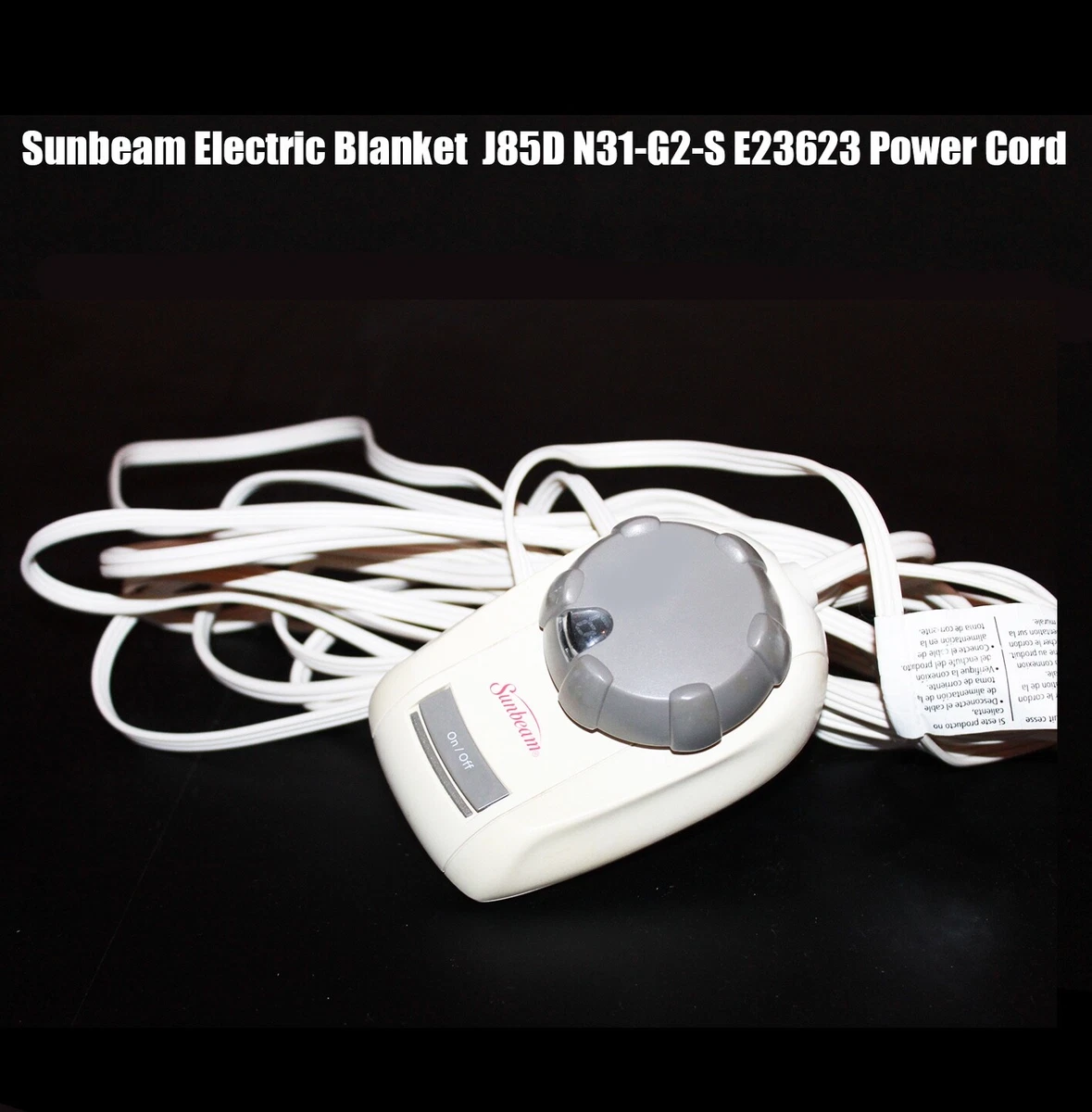Sunbeam Electric Blanket Replacement Cord J85D N31-G2-S E23623 Power Supply  | eBay