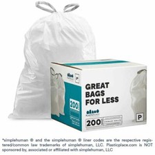 Plasticplace Custom Fit Trash Bags Compatible with simplehuman Code P, 200 Count
