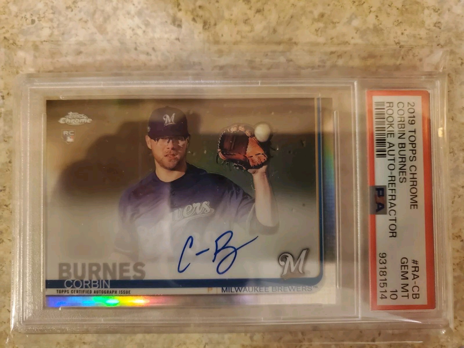 2019 Topps Chrome Corbin Burnes RA-CB Rookie Auto Refractor 42/499 PSA 10