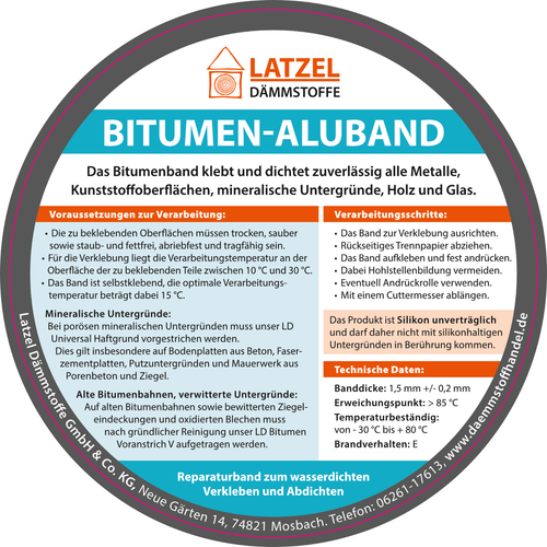 Bitumenband Aluband Reparaturband Dichtband - Breite 100 mm Terracotta/Ziegelrot - Picture 3 of 6