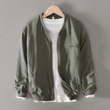 Men's Retro Casual Cotton And Linen Baseball Fashion Loose Jacket Outwear Tops