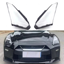 Pair Headlight Lens Cover Housing Shell + Glue For Nissan R35 GT-R Coupe 2009-18