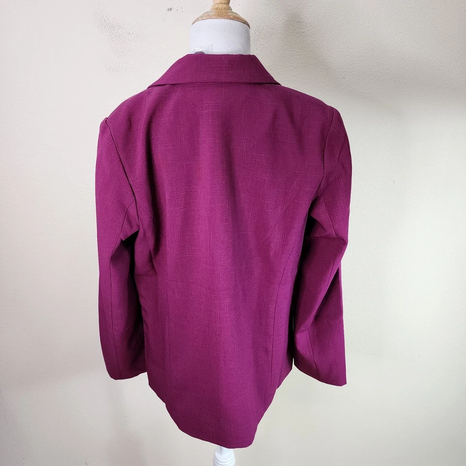 Norm Thompson Women's Grape Purple Knit One Button Blazer Size 10 - Image 4 of 4