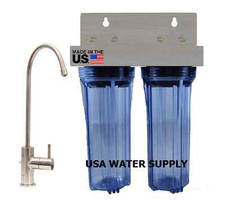 2 Stage Under Sink Home Space Saver Drinking Water Filter System - MADE IN USA
