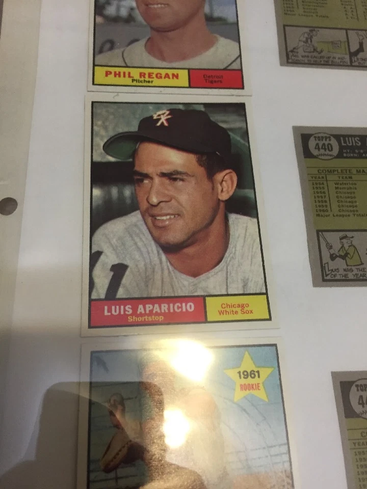 1961 Topps MLB File Copy Page Phil Regan Luis Aparicio Dick Bertell Cards - Image 4 of 4