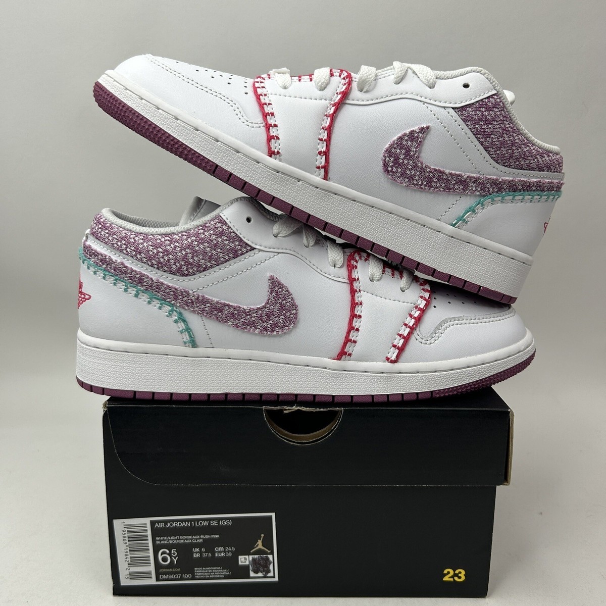 Nike Air Jordan 1 Retro Low GS SE “Knit/Light Bordeaux Nike Air Jordan 1 Retro Low GS SE “Knit/Light Bordeaux