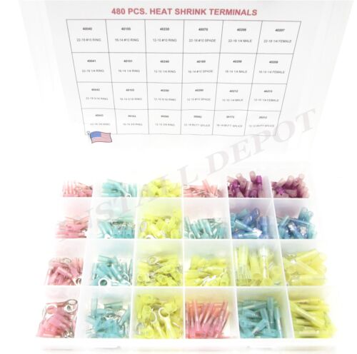 480 PCS - NEW 3M HEAT SHRINK WIRE CONNECTORS ASSORTMENT AUTOMOTIVE MARINE KIT + - Picture 2 of 5