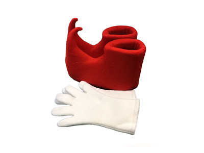 Freche Elfe Maskottchen Figur Schuhe Handschuhe Set Rot Stiefel Weihnachten Elfen Accessoire