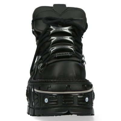 NEW ROCK ANKLE BOOT BLACK IMPERFECT WITH LACES M-TANK006C-V1 QOOZA