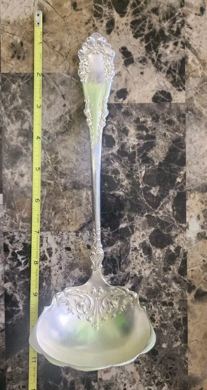 😜1847 ROGERS ANTIQUE c1897 BERKSHIRE SILVERPLATED "11 1/4" PUNCH - SOUP LADLE