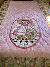 Vintage Hollie Hobbie Twin Size Bedspread Ruffled Dust Skirt Excellent Condition