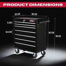 Black 7 Drawer Tool Chest Cabinet with Wheel Ideal for Garage & Workshop Storage