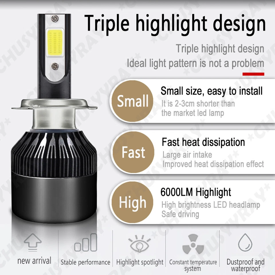 For Hyundai Genesis 2009-2014 LED HID Xenon Headlight Hi / Lo+ Fog Light 6×Bulbs - Image 2 of 4