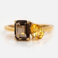 Unique Birthstone Ring, Two Stone Ring, Mother Daughter Ring Gift For Her