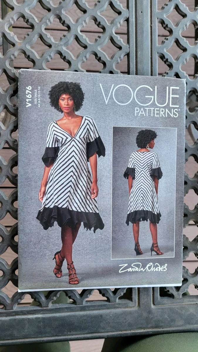 Vogue V1676 Misses 6 to 14 Zandra Rhodes bias cut Dress Sewing  