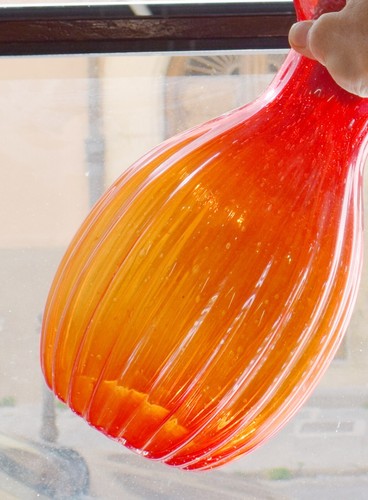 VASO d'epoca rosso ed arancione in Vetro di Murano soffiato anni '30 - Picture 5 of 5