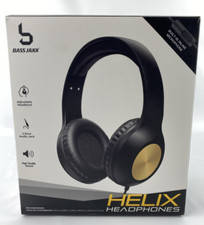 Bass Jaxx Headphones Built-In Microphone 3.5mm 40mm Black/Gold Adjustable -E