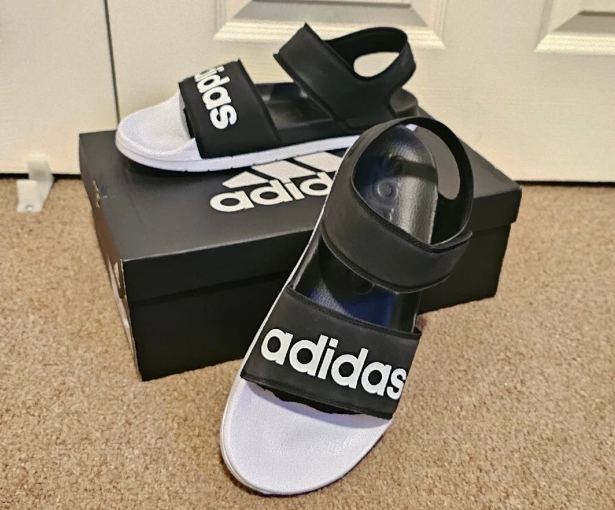 ADIDAS Sandali unisex Adilette Adilette taglia 13 donna 12 uomo neri bianchi